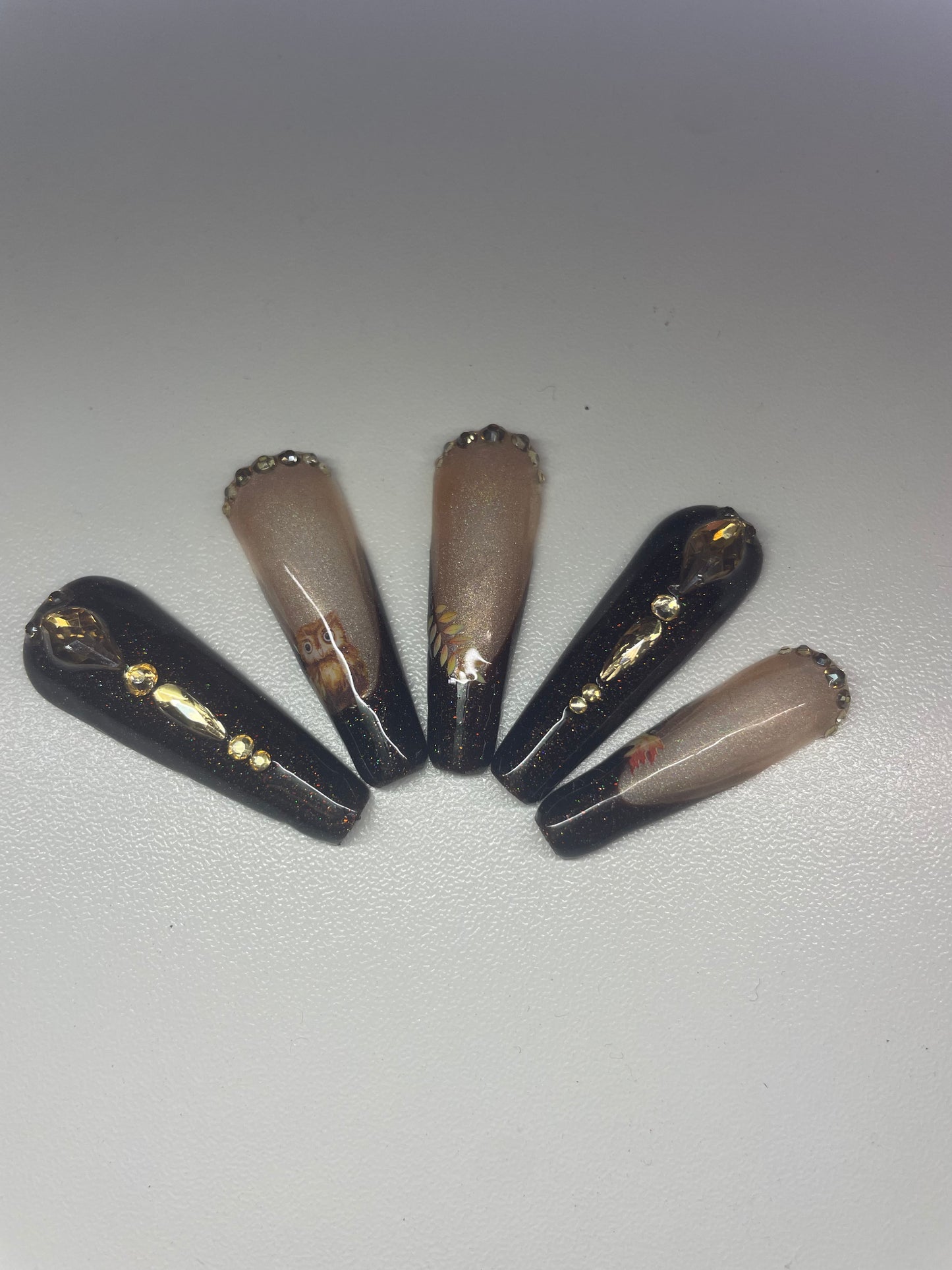 Brown Holographic Fall Nails