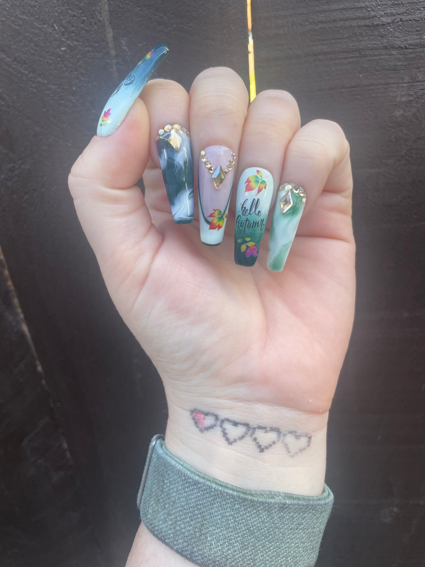 Green Autumn Nails