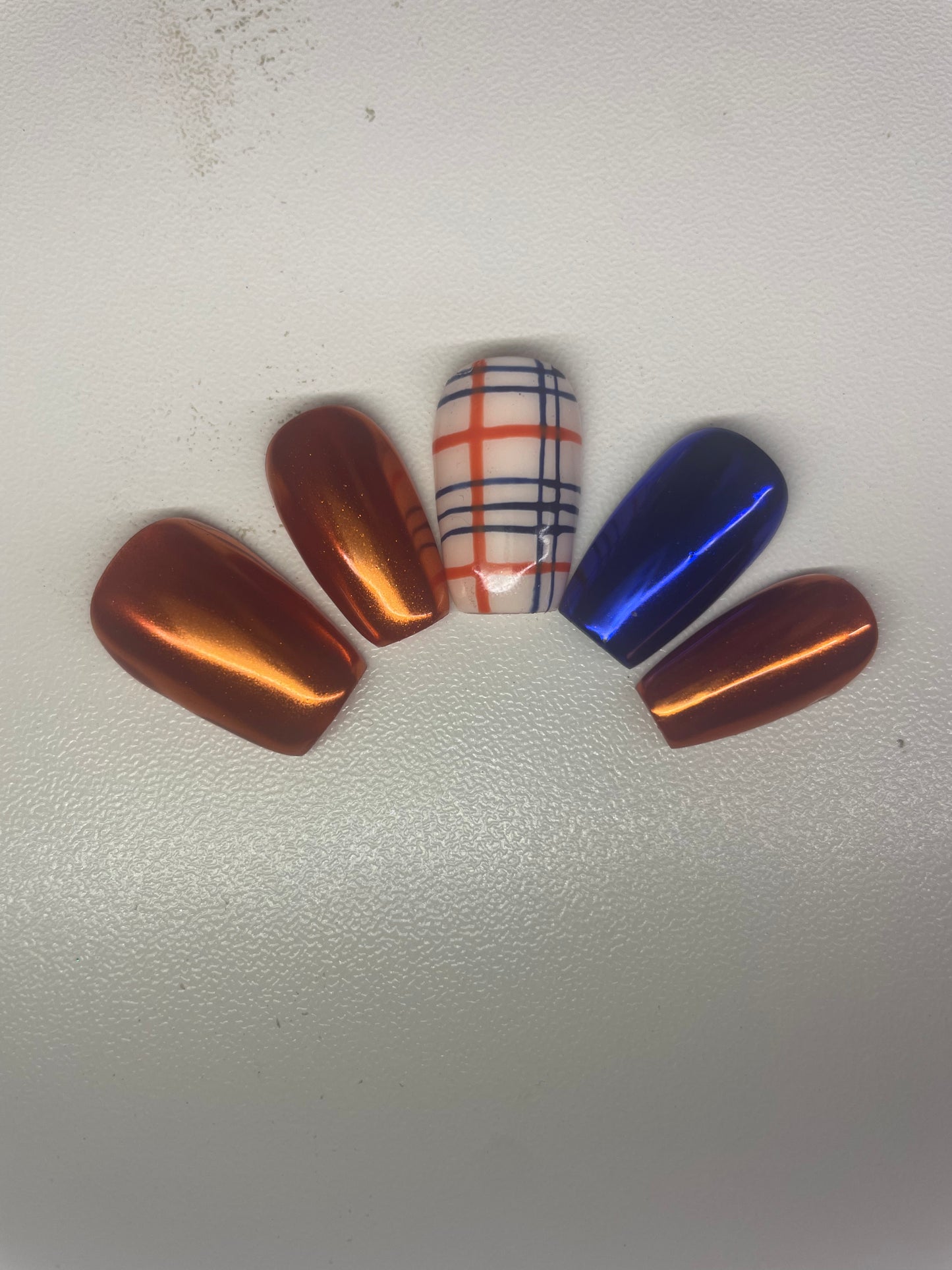 Blue and Orange chrome and plaid set