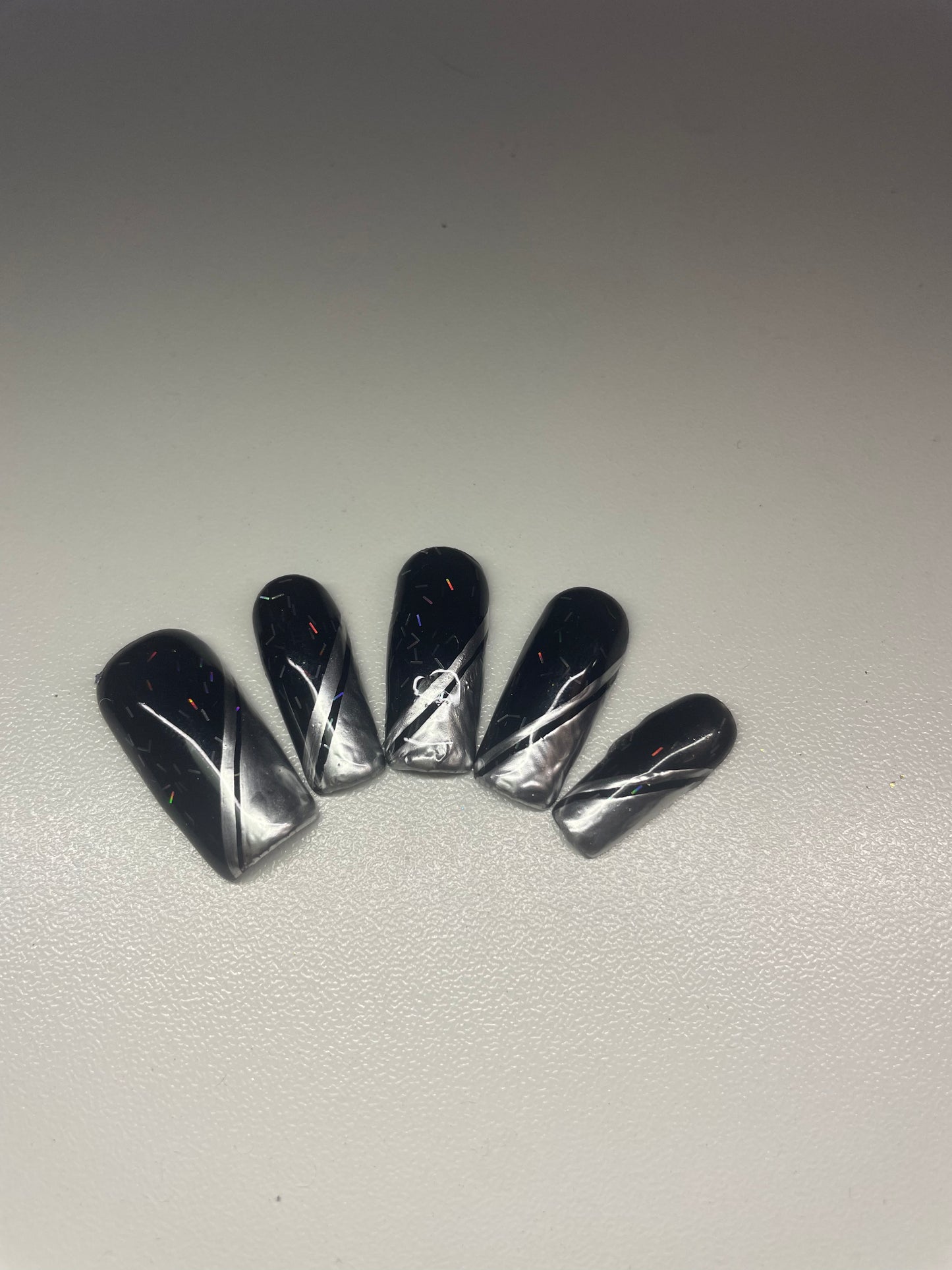 Black and Silver Press-Ons