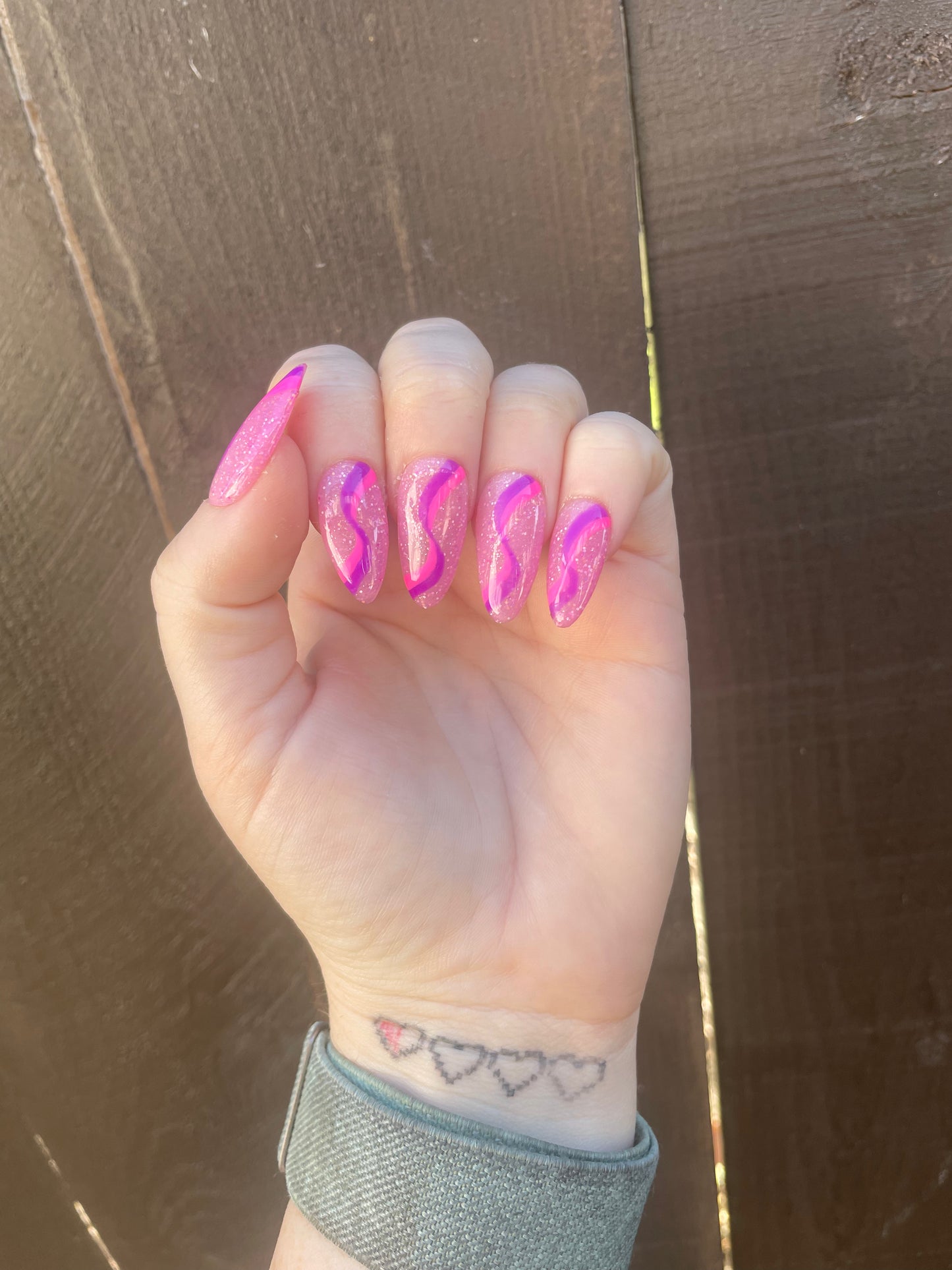 Pink & Purple Swirl Nails